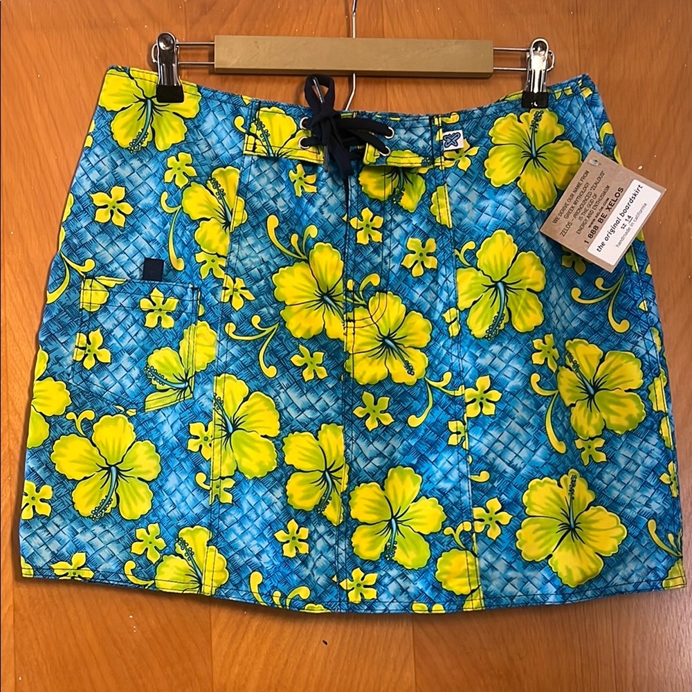 ZELOS Yellow and Blue Mini Resort Skirt